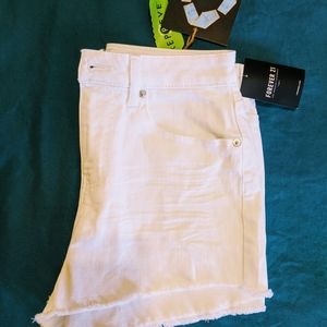 Forever 21 white denim frayed shorts